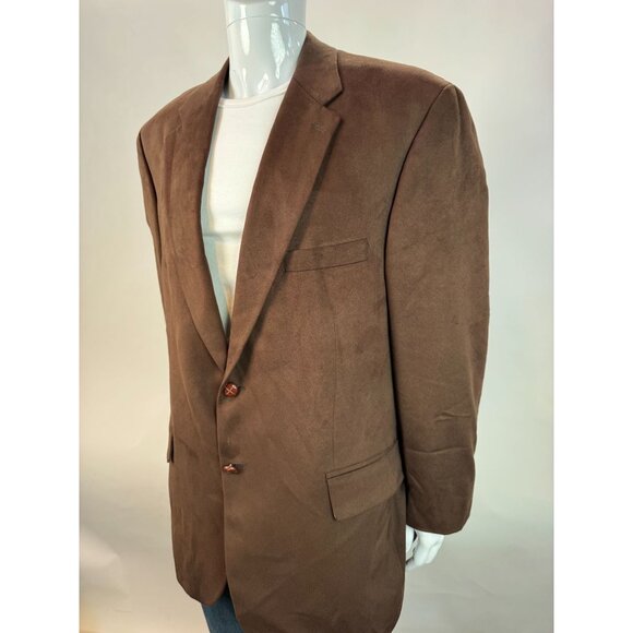 Ralph Lauren Brown Blazer 48R Mens Single Breasted Microfiber Made In Canada - Picture 2 of 13